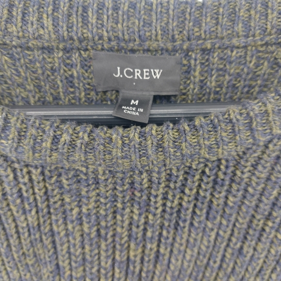 J.Crew Marled cotton raglan-sleeve crewneck sweater Green Black Size Medium - Picture 3 of 7